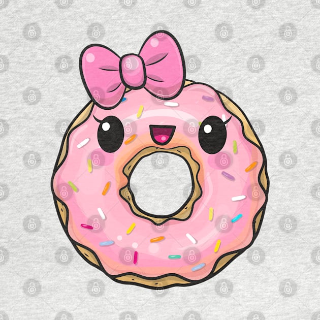 Cute pink donut with a bow by Reginast777